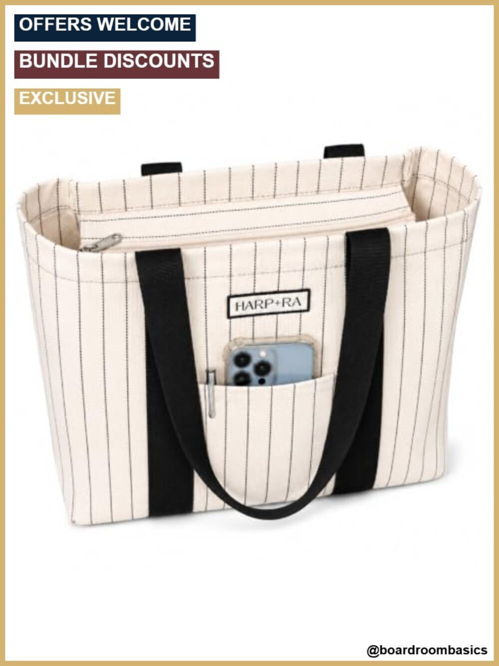 Canvas Tote Bag with Laptop Sleeve & Luggage Strap